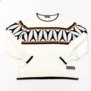 Karl Lagerfeld Oversized Women's Long Sleeve Paris Cream Sweater Top Size XL